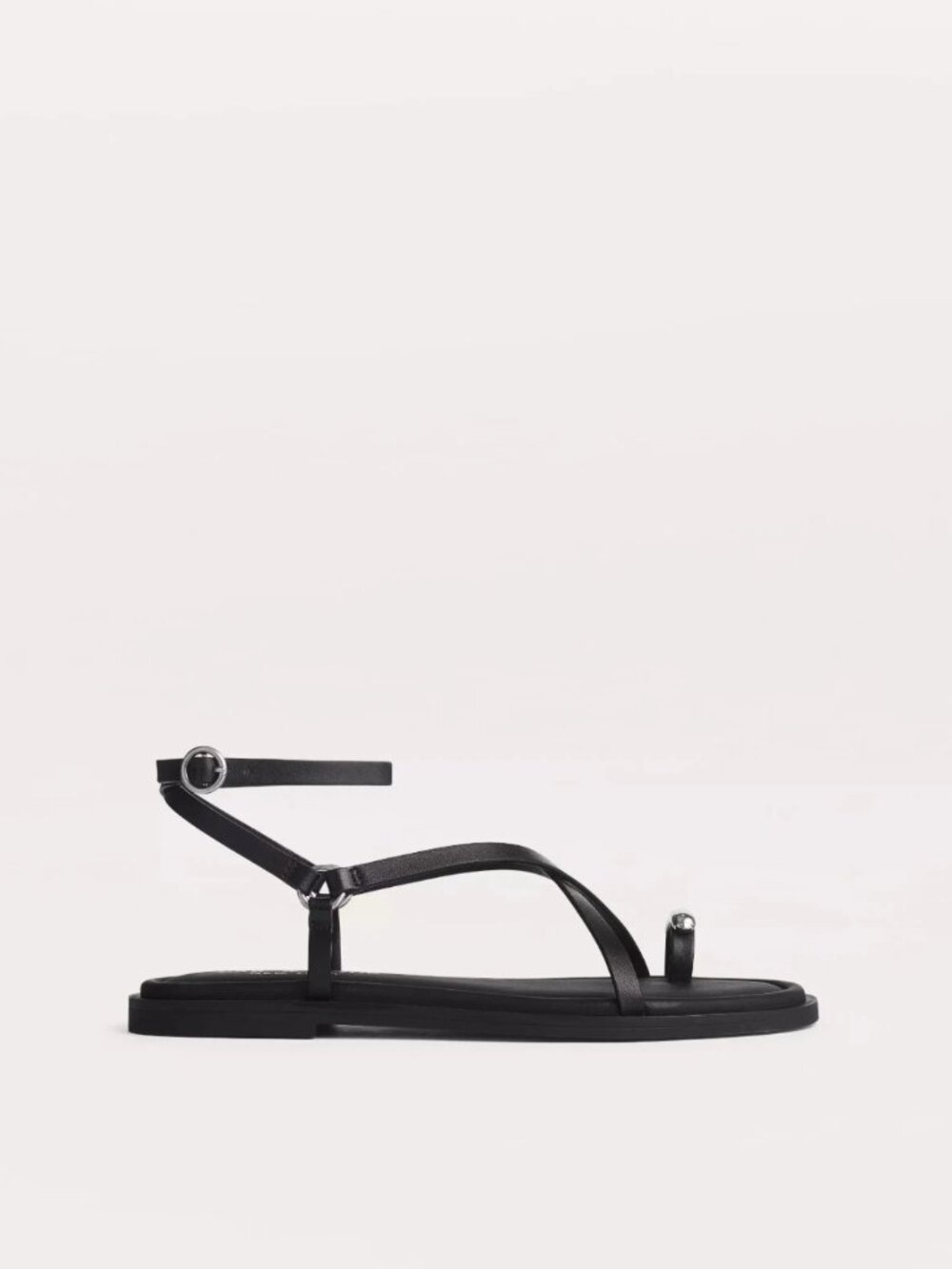 NWT Rag And Bone Geo Toe Ring Sandals Black Leather US 8.5 EU 38.5